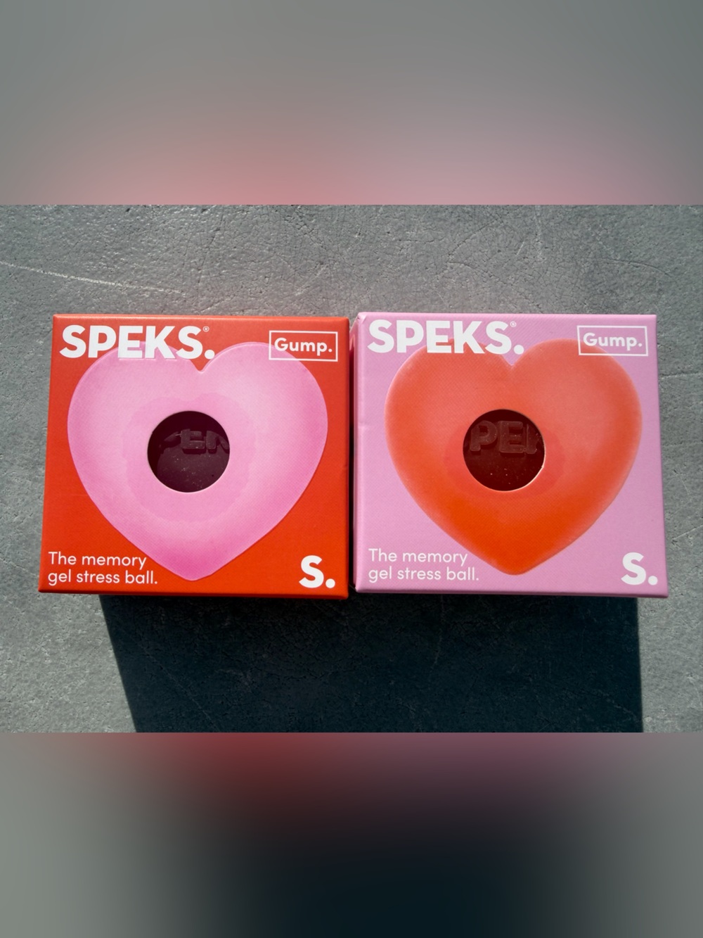 Speks Gump Heart Gel Stress Ball Set of 2 - One Pink One Red